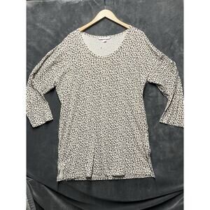 Victoria Secret Night Shirt Woman M Leopard Animal Print Long Loose Fit 3/4 Slv